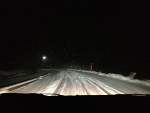 泉ヶ岳近辺、雪道路面